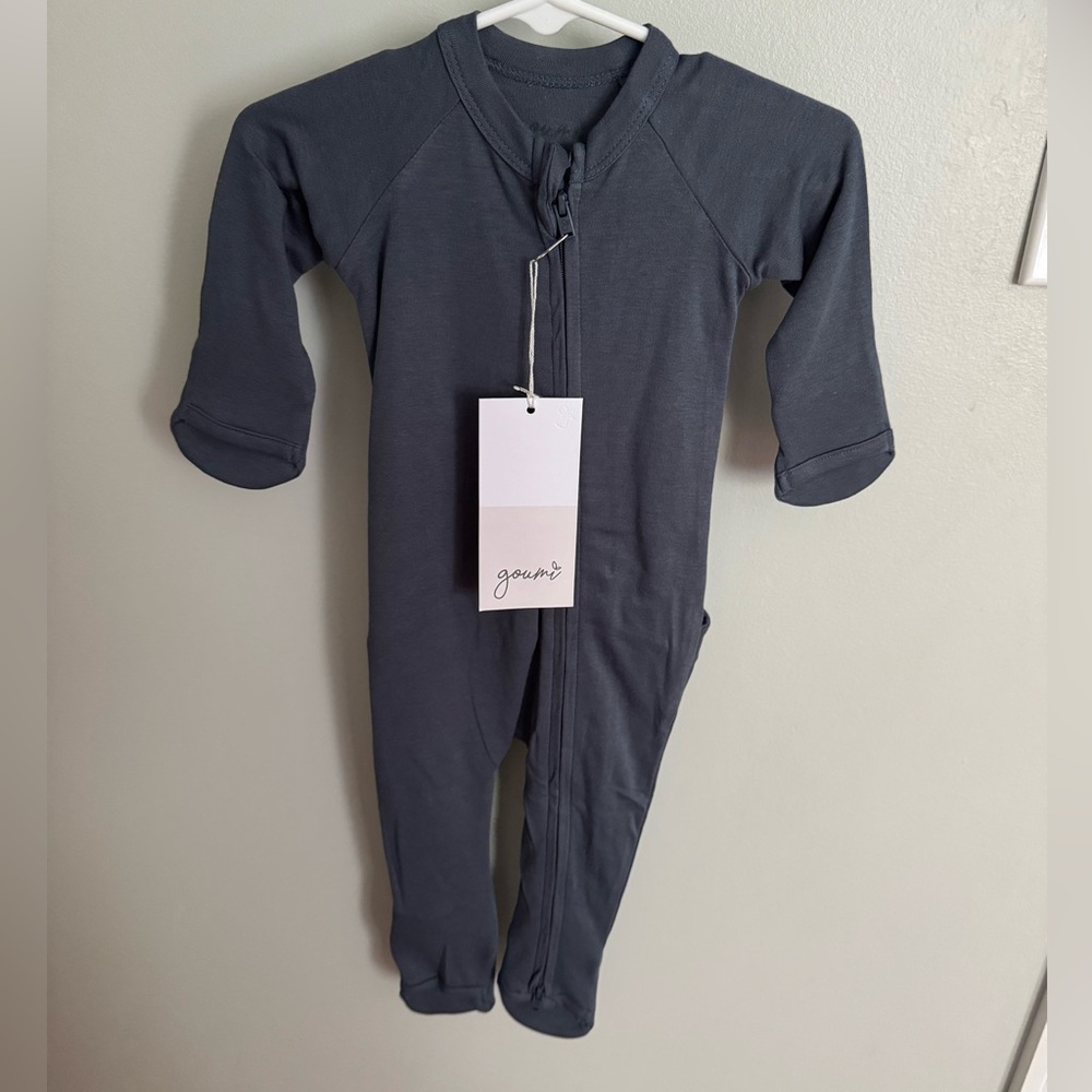 Goumi Gray Footies One Piece- 3-6 months
